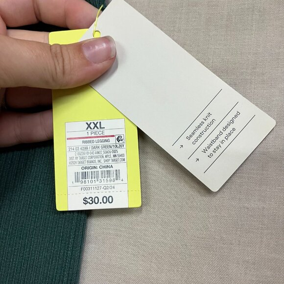 NWT All In Motion Women's XXL Green Seamless High-Rise Ribbed Leggings Workouts - Picture 5 of 14